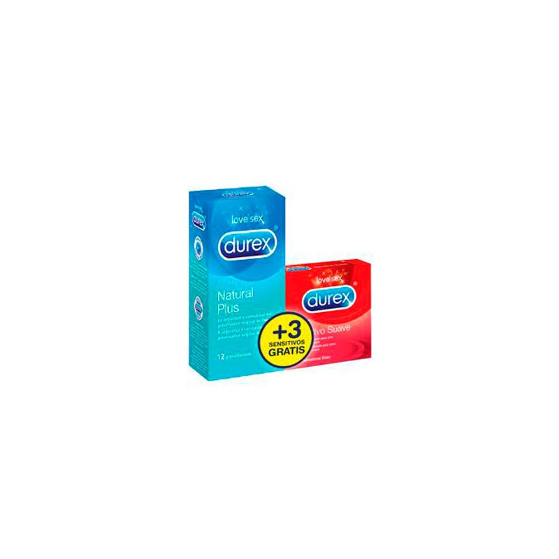 Durex preservativos natural plus 12uds + 3 uds de regalo