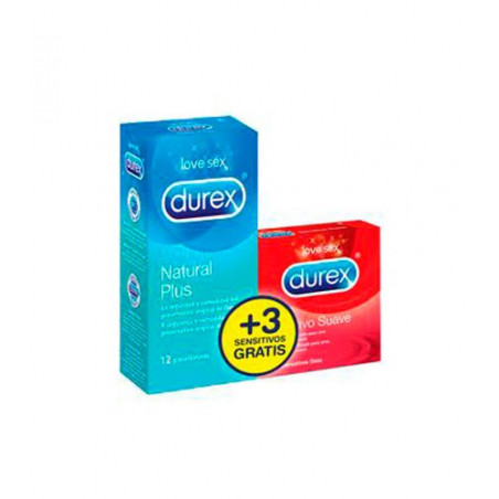 Durex preservativos natural plus 12uds + 3 uds de regalo