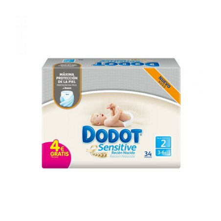 Dodot sensitive recien nacido pañal t-2 3-6 kg 34 uds