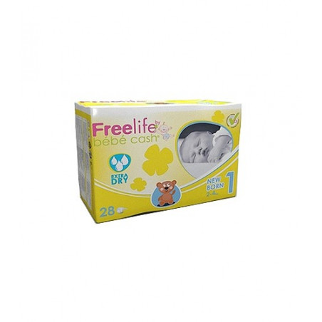 FREELIFE BEBECASH PAÑAL RECIEN NACIDO 2-4 KG T1 28 UDS