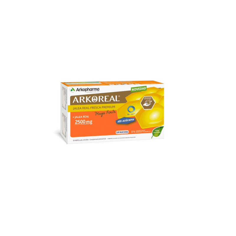 ARKOPHARMA ARKOREAL JALEA REAL 2500 MG BIO SIN AZUCAR 20 AMPOLLAS