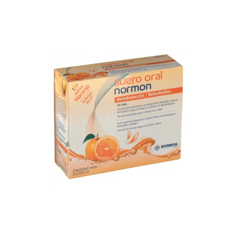 Normon suero oral naranja 250 ml 2 uds