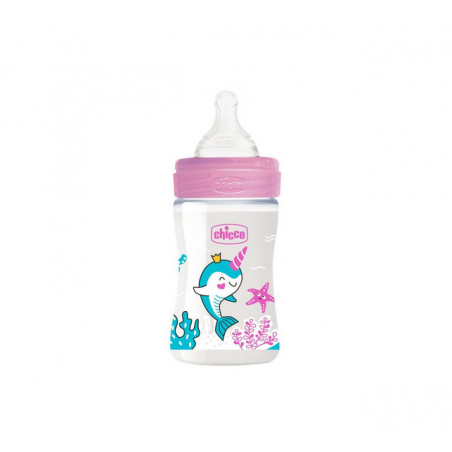 chicco biberon well being silicona rosa 150 ml 0m+