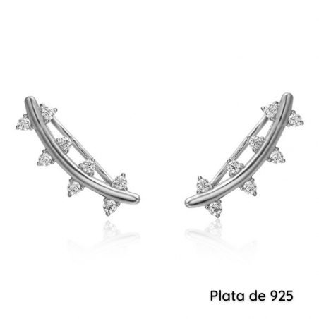 pendientes trepadores circonitas plata