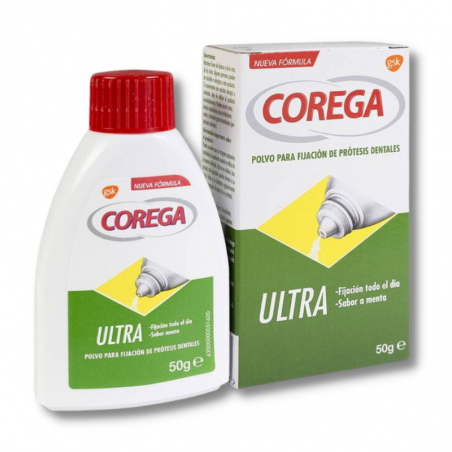 Corega ultra adhesivo polvo fijador protesis dentales 50g