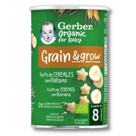 Gerber organic puff cereales con platano 35 gr