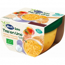 Hero solo mango melocoton yogur y cereal 120g tarrina tres en uno