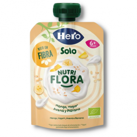 Hero solo mango plátano y yogur nutri flora ecológico 100g bolsita