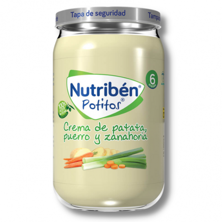 Nutribén potito crema de patata puerro y zanahorias 235 gr