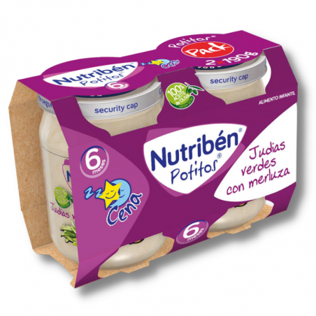 Nutriben potito cena judías verdes con merluza 2 uds x 190gr