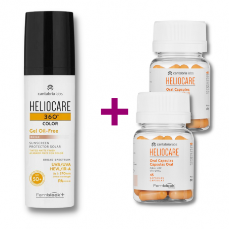 Heliocare Pack 360º gel oil free color bronze spf50+ (50 ml) + Heliocare oral 90 cápsulas