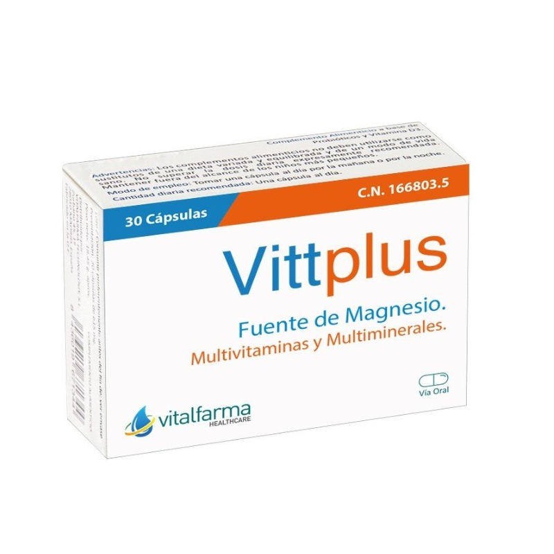 Vitalfarma vittplus 30 capsulas multivitaminas sin excitante