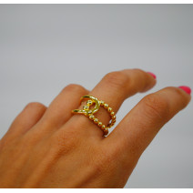 Anillo cadena de plata 925 baño oro 18k ajustable 1 ud