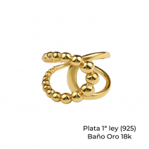 Anillo cadena de plata 925 baño oro 18k ajustable 1 ud