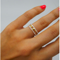 Anillo estrellas de plata 925 y oro 18k ajustable 1 ud