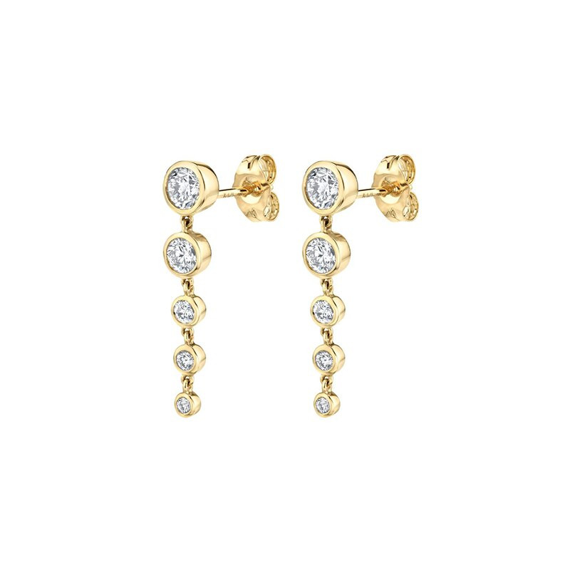 Pendientes plata baño oro 18k de circonitas gotas 1 par