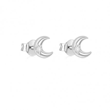 Pendientes de lunas plata 925 con circonitas 1 par