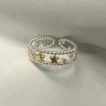 Anillo estrellas de plata 925 y oro 18k ajustable 1 ud