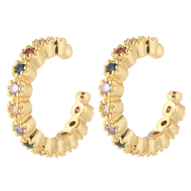 Pendientes ear cuff plata 925 bañada en oro 18k con circonitas 1 ud