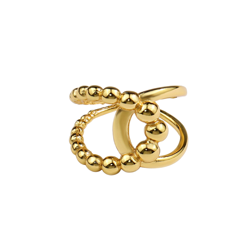 Anillo cadena de plata 925 baño oro 18k ajustable 1 ud