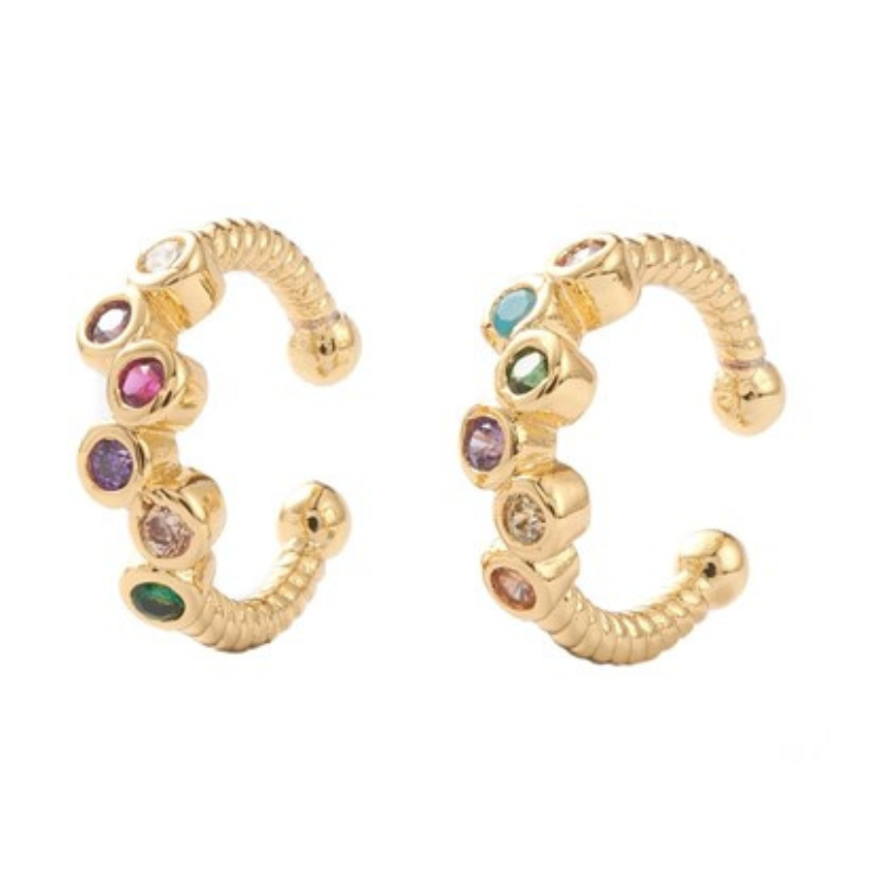 Pendientes ear cuff con circonitas en plata 925 bañada en oro de 18k 1 ud