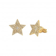 Pendientes estrellas plata 925 y baño oro 18k con circonitas 1 par