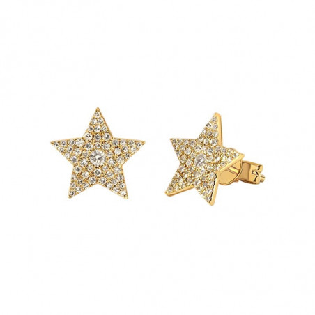 Pendientes estrellas plata 925 y baño oro 18k con circonitas 1 par