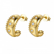 Pendientes plata 925 bañada en oro 18k y circonitas 2 pares