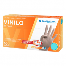 Guante vinilo n/esteril s/polvo cuatrogasa tm caja 100 uds