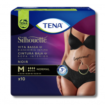 Tena Silhouette Negra Cintura Baja Talla Mediana (M) 10 uds