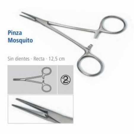 Pinza mosquito s/dientes 12,5cm recta ref:9910444 1 ud