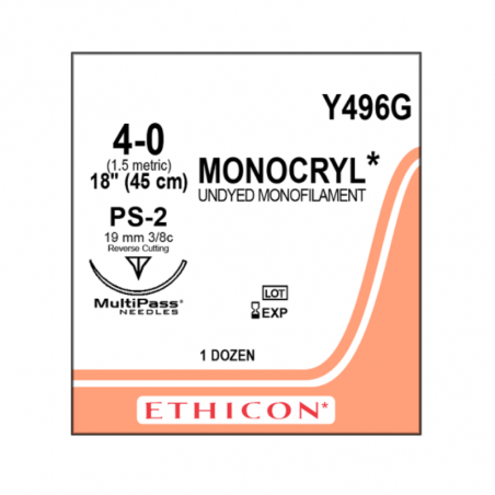 Sutura monocryl 4/0 ref:y496g caja 12 uds