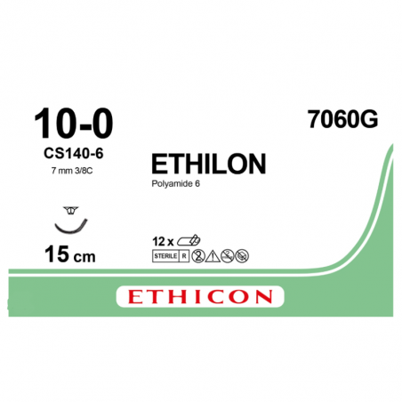 Sutura ethilon 10/0 ref:7060g caja 12 uds