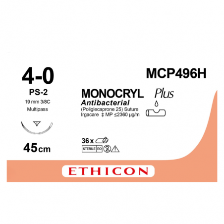 Sutura monocryl plus antibacteriana 4/0 ref:mcp496h caja 36 uds