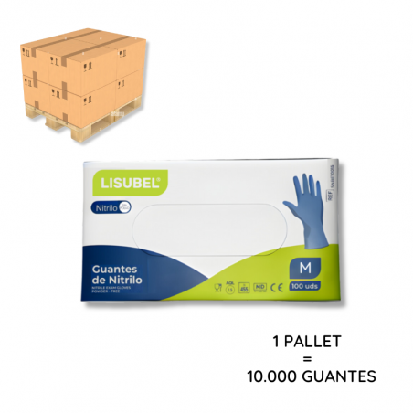 Guantes Nitrilo Talla M 100 Cajas de 100 uds Lisubel 1 Pallet (10.000 Guantes)