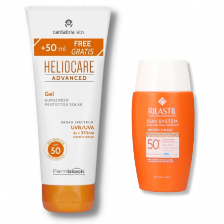 Pack Heliocare gel spf50+ (250 ml) + Rilastil Water Touch spf50+ color (50ml)