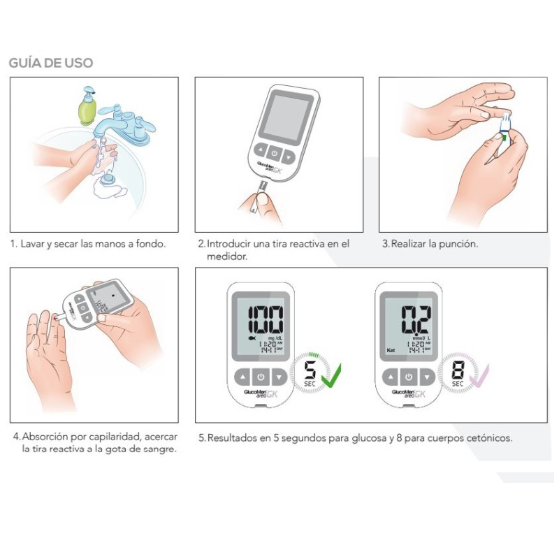 Medidor Glucosa Y Cuerpos Cetonicos Glucomen Areo Gk Meter - Salunatur