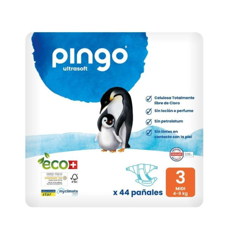 Pañales Ecológicos Pingo Talla 3 Midi 44 uds (4 -7 kg)