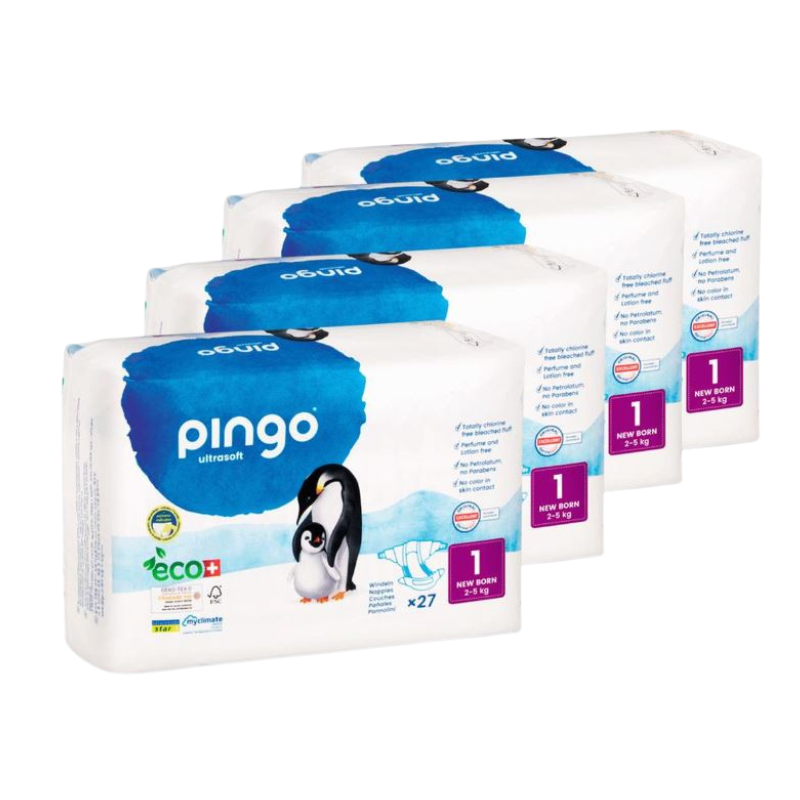 Pack de Pañales Ecológicos Pingo Talla 1 - 27 uds x 4 (108 pañales)