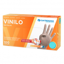 Guante de vinilo n/estéril s/polvo Cuatrogasa talla XS en caja de 100 uds