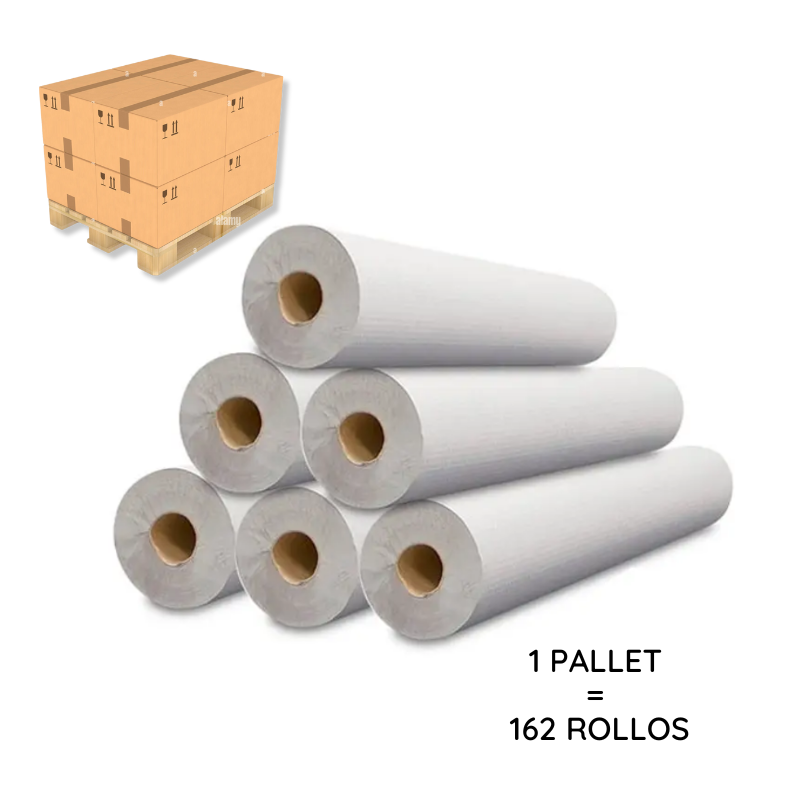 Papel camilla Precortado 2 capas 162 rollos (1 Pallet) de 60cm x 60metros