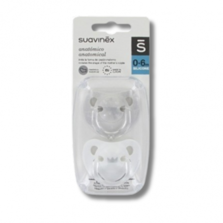 Suavinex chupete clásico tetina anatómica silicona 0-6m 2 uds