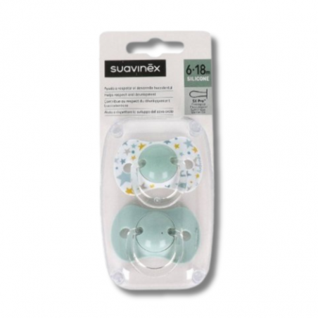 Suavinex chupete fisiologico 6-18 m silicona 2 uds