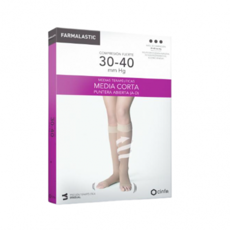 Farmalastic media corta (a-d) compresión fuerte puntera abierta talla grande