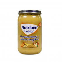 Nutribén potito manzana, naranja plátano y galleta 235 gr sin almidones