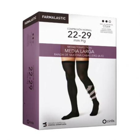 Media larga farmalastic compresión normal caballero con blonda talla pequeña