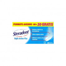 STERADENT TRIPLE ACCION PLUS 60+30 TABLETAS EFERVESC PACK