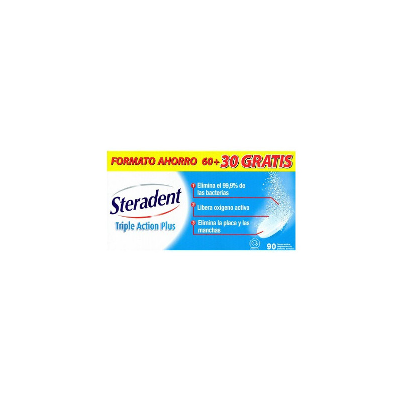 STERADENT TRIPLE ACCION PLUS 60+30 TABLETAS EFERVESC PACK