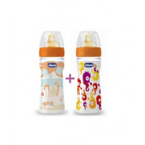 CHICCO BIPACK BIBERON PP B. ANCHA FLUJO REGULABLE CAUCHO 250ML