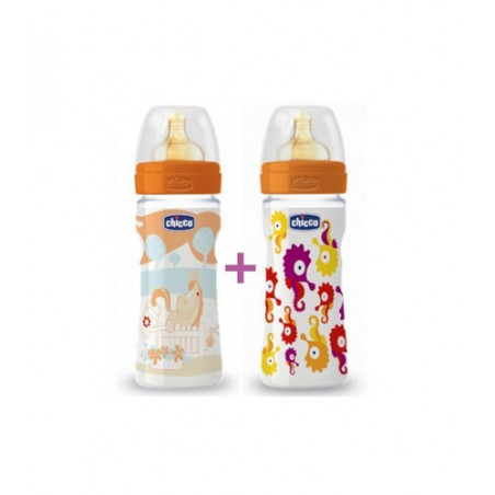 CHICCO BIPACK BIBERON PP B. ANCHA FLUJO REGULABLE CAUCHO 250ML